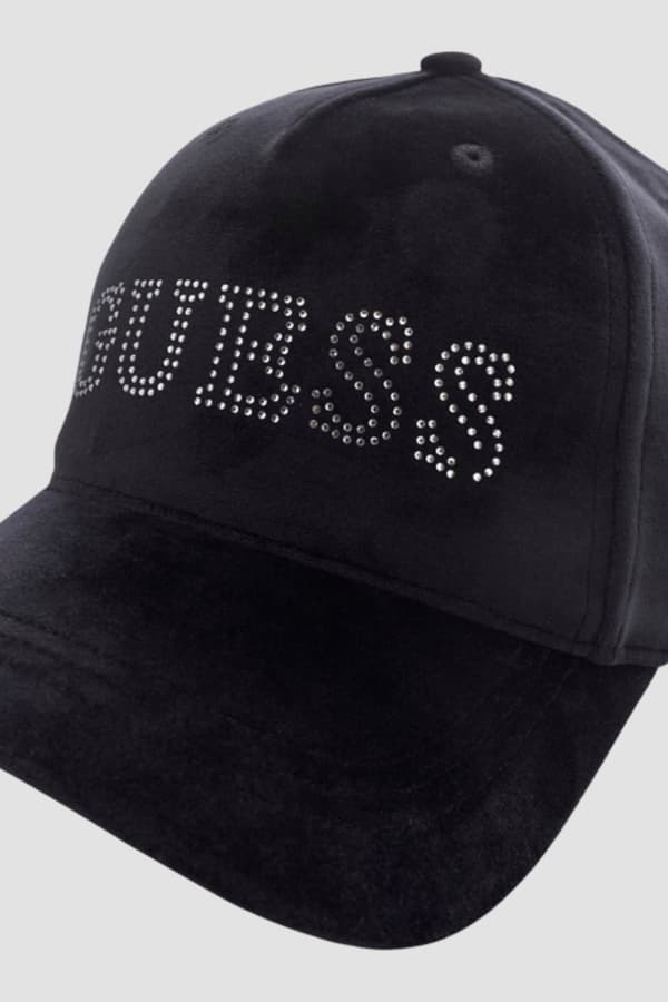 Guess svart sammetsmössa med strass i dammodell