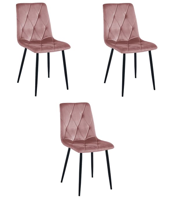 LIBRA stol - pink velour / sorte ben x 3