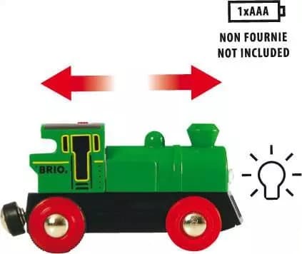 Nopea vihreä akkukäyttöinen Brio-veturi