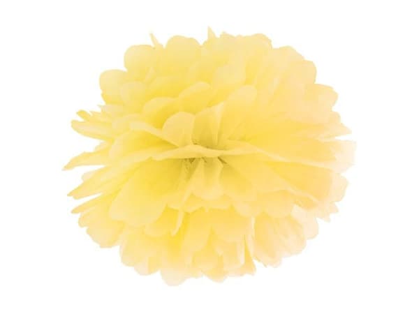 Gul pompom i silkespapper 25 cm