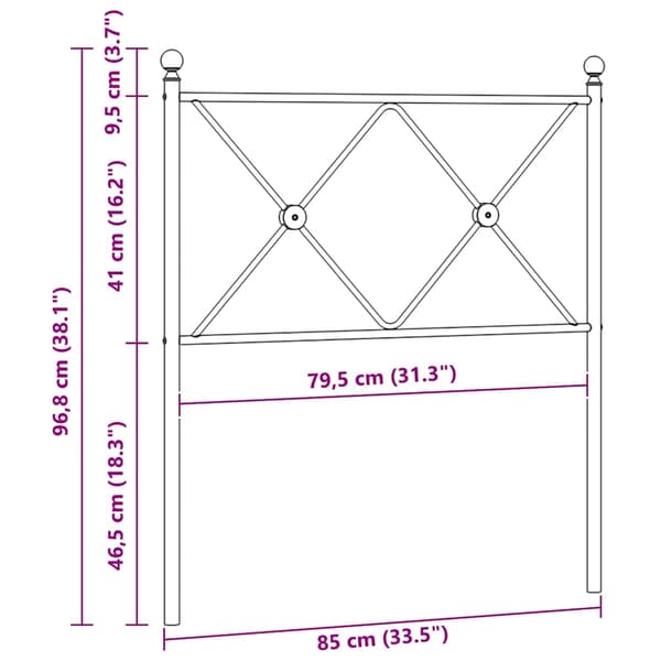 vidaXL metalsengegavl sort 80 cm