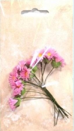 Papirblomster, lyserøde margueritter, bundt med 10