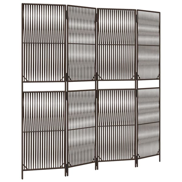 vidaXL 4-panels brun polyrattanskærm