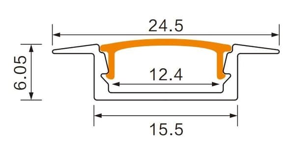 Indbygget sort profil til LED-strimler + transparent dæksel 2m