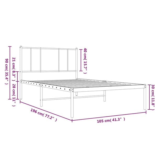 vidaXL metalsengestel med hovedgærde sort 100x190 cm