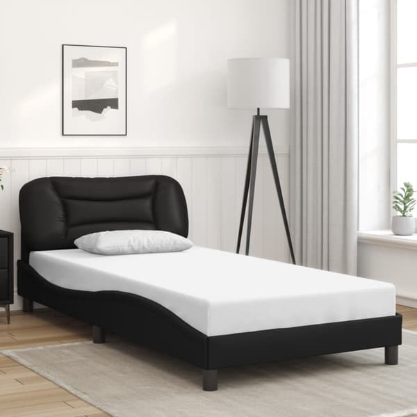 vidaXL sengestel med LED sort 100x200 cm kunstlæder