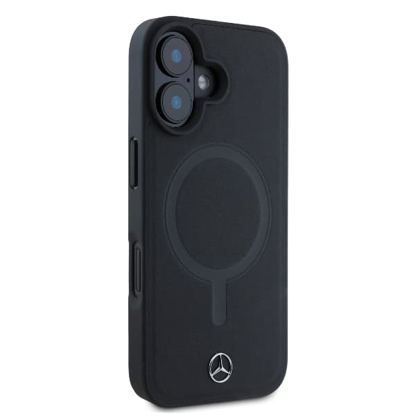 Mercedes Smooth Læder MagSafe-etui til iPhone 16, Sort