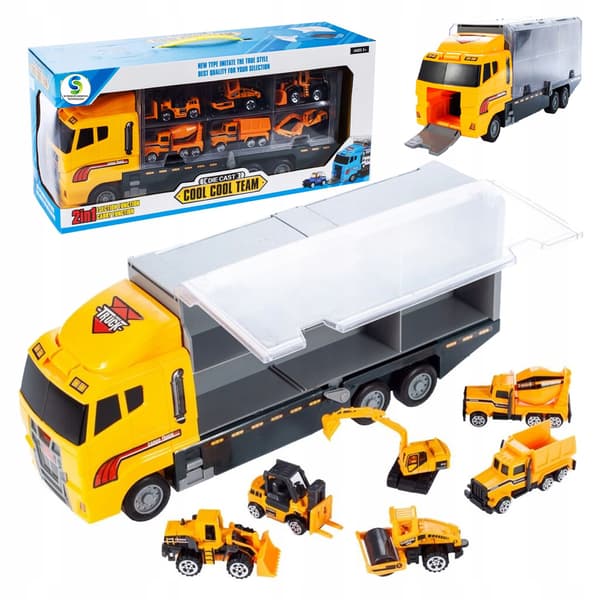 Tir Cargo trailer + 6 entreprenørkøretøjer U952