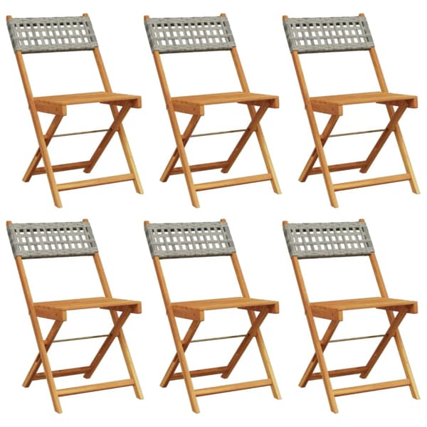 vidaXL foldbare havestole, sæt med 6, grå, polyrattan og træ