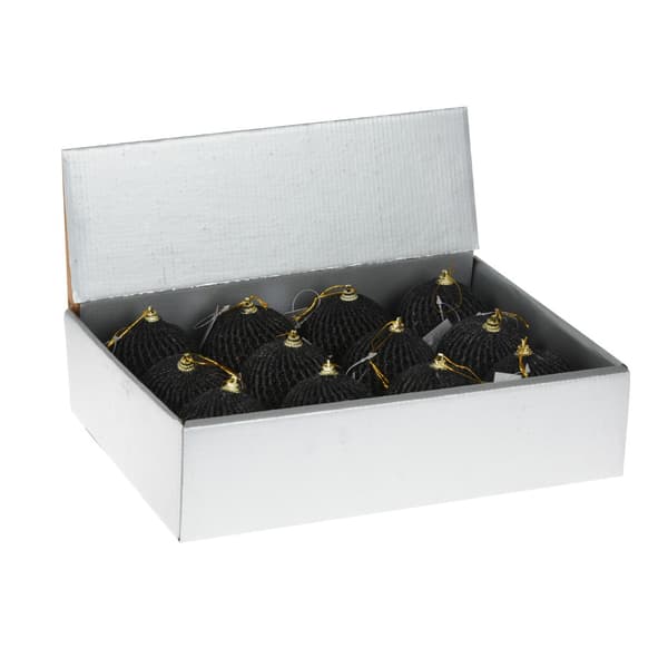 Julgranskulor med glitter svart 12
