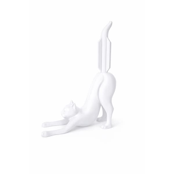 Hvid toiletpapirholder formet som en katte
