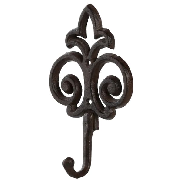 Støbejernsbøjle med 1 krog, liljeornament