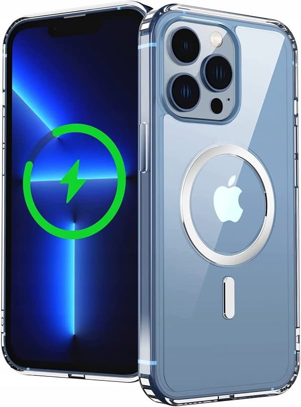 Etui til iPhone 13 Pro Max + 9H Glas FORSTÆRKET 360° til MAGSAFE CLEAR COVER