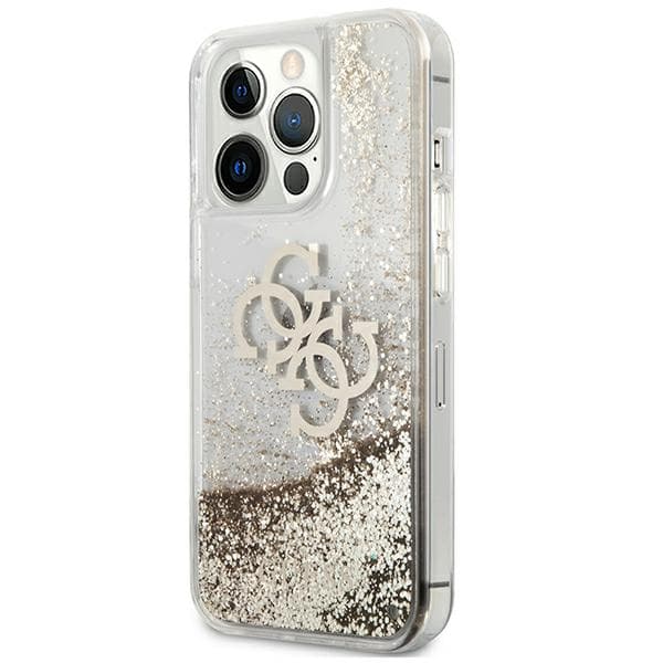 Guess 4G Big Liquid Glitter cover til iPhone 13 Pro Max, guld