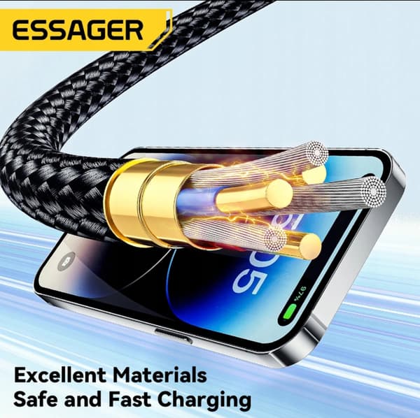 Essager 2m USB C Pd til Lighting-kabel til iPhone 14 13 12 Pro X 8 Fast 29W