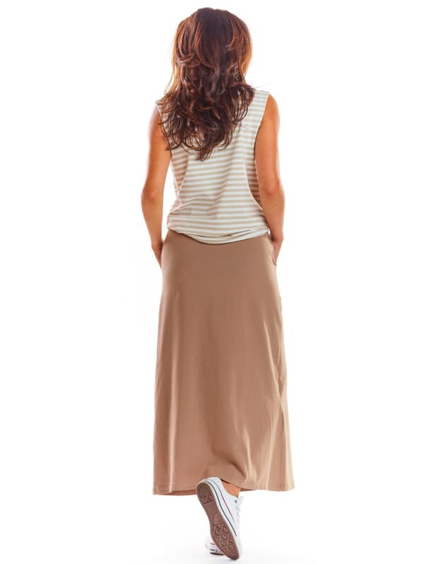 Bomullsmaxikjol, beige L/XL