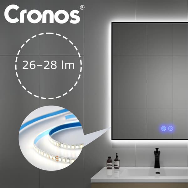 Cronos värmespegel rektangulär 60x80cm svart