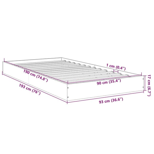 vidaXL Sängram vit 90x190 cm träbaserat material