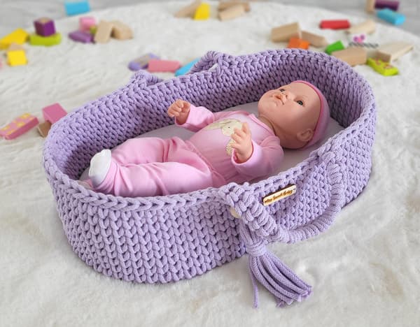 Moses Basket BOHO Bomullsdockbärare - Lila