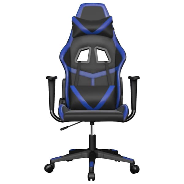 vidaXL massage-gamingstol, sort og blå, kunstlæder