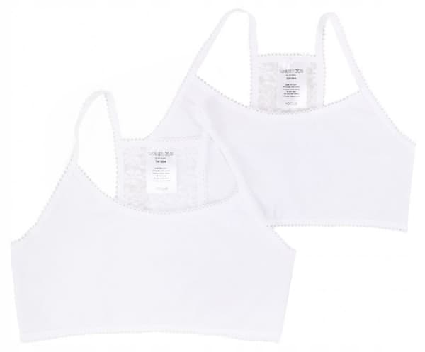YO! 2-pack sportbh i bomull vit med spets 158/164