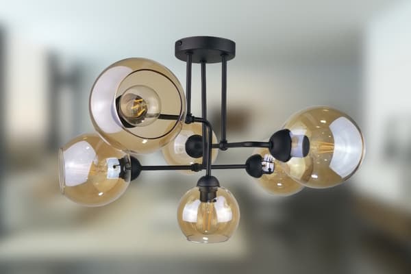 Loftlampe 6xE27 MONDE SORT