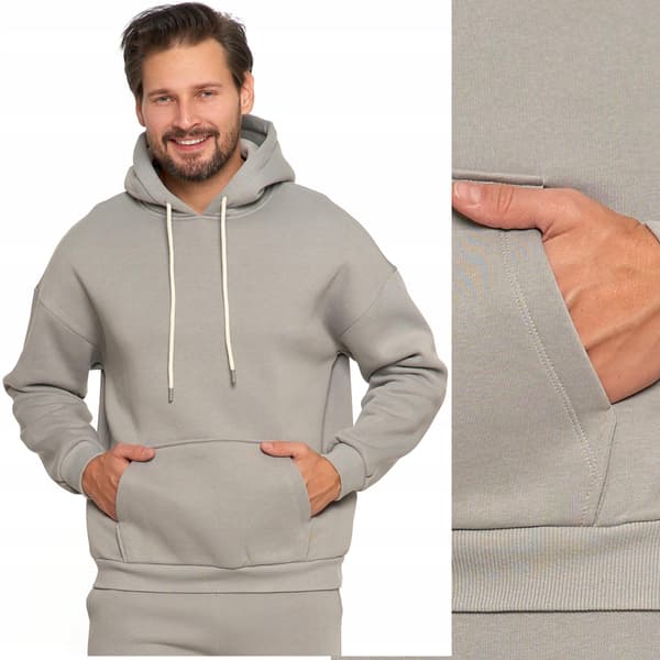 Moraj herrkapuzenpullover överdriven bomull varm 3XL grå