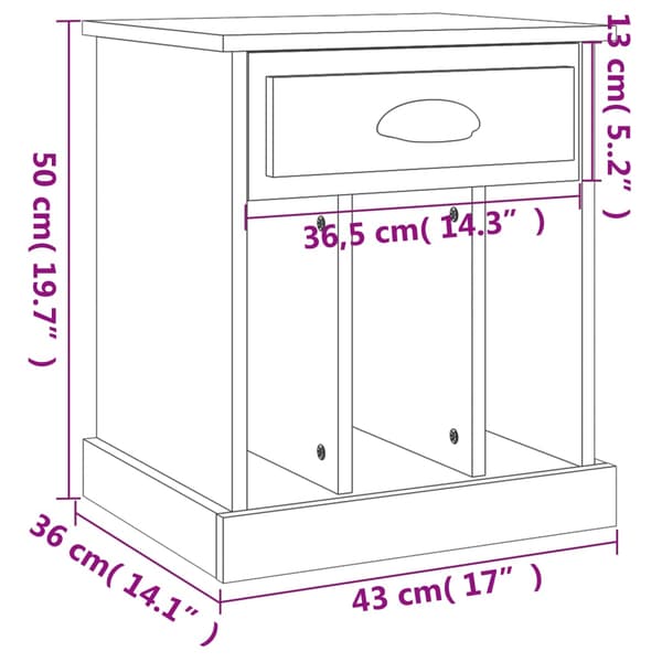 vidaXL Nattduksbord högglans vit 43x36x50 cm