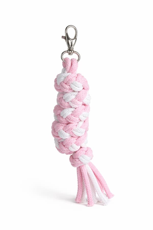 Käpphästkoppel flätat rep - vitt och rosa