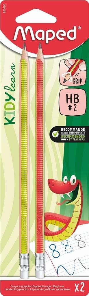 Kidy Learn Grip HB -kynä pyyhekumilla, 2 kpl MAPED
