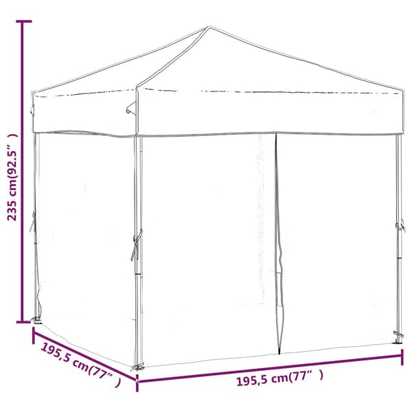 vidaXL foldbart festtelt med sider hvid 2x2 m
