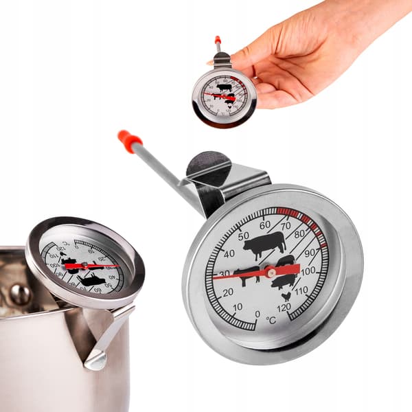 Termometer med drejeprobe og klips (probelængde 130 mm)