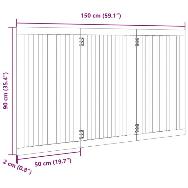 vidaXL foldbar hundegitter, 3 paneler, sort, 150 cm