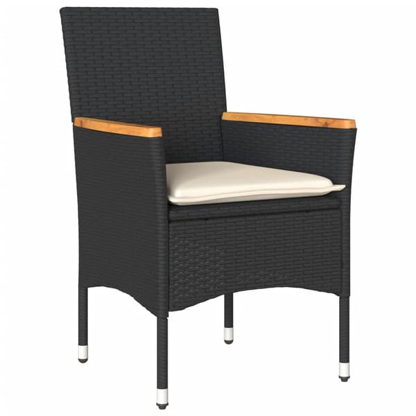 vidaXL havemøbelsæt med 3 dele og hynder, sort, polyrattan
