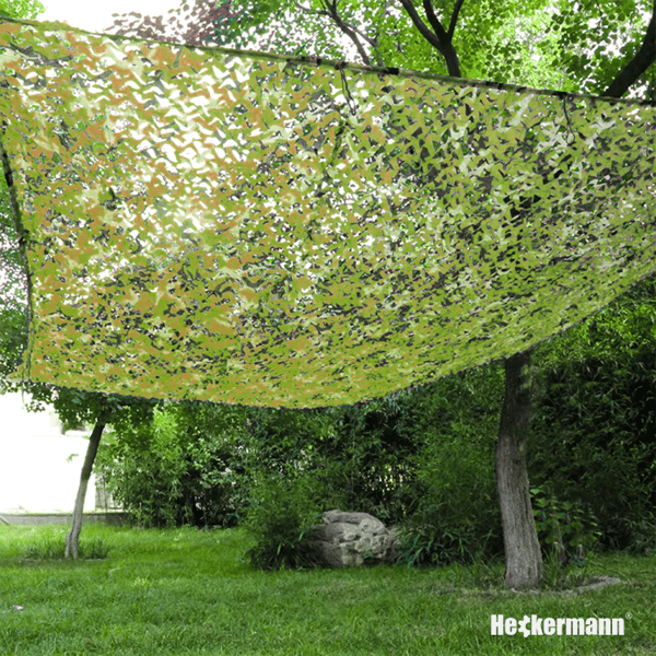 Heckermann 2x3m 150D camouflagenet sæt + 100 stk. kabelbindere - Grøn