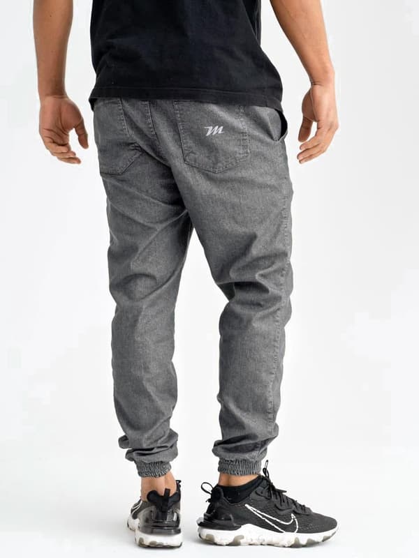 Herrgrå joggingjeans Method Mini M Logotypbroderi L