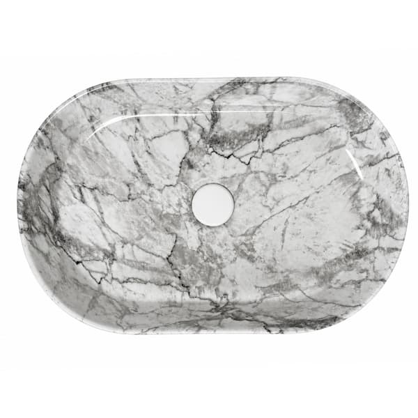 Oval bordvask 50×30 cm marmorsten - Aquaterris