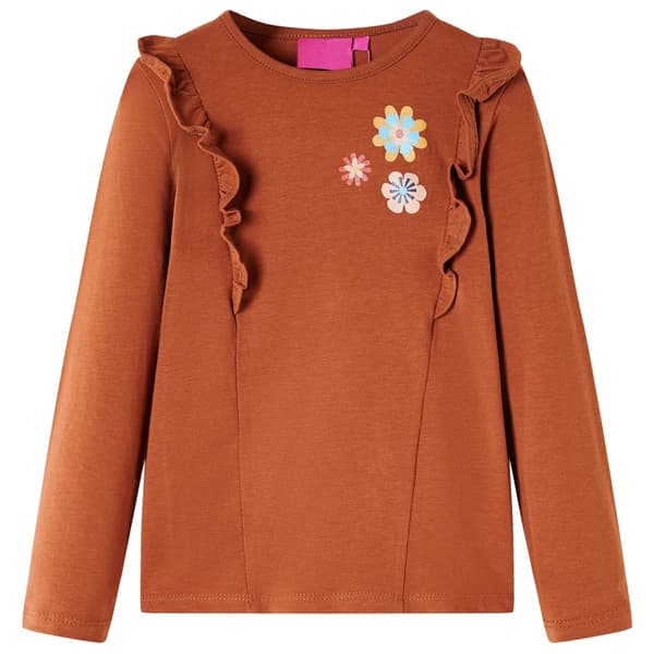 Børne langærmet T-shirt, cognac, 116