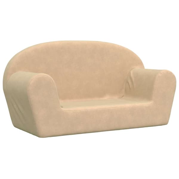 vidaXL Barnsoffa, 2-sits, krämfärgad, mjuk plysch