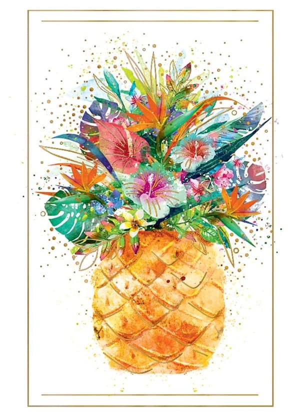 Kort B8 mini ananas med blomster