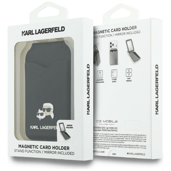 Karl Lagerfeld Stand Mirror MagSafe -lompakko peilillä, musta