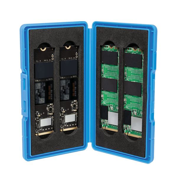 LogiLink Skyddsfodral för 4 M.2 SSD-diskar, Stötsäker, Blå