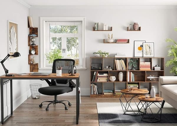 Sæt med 2 runde sofaborde i rustik loftstil, brun farve.