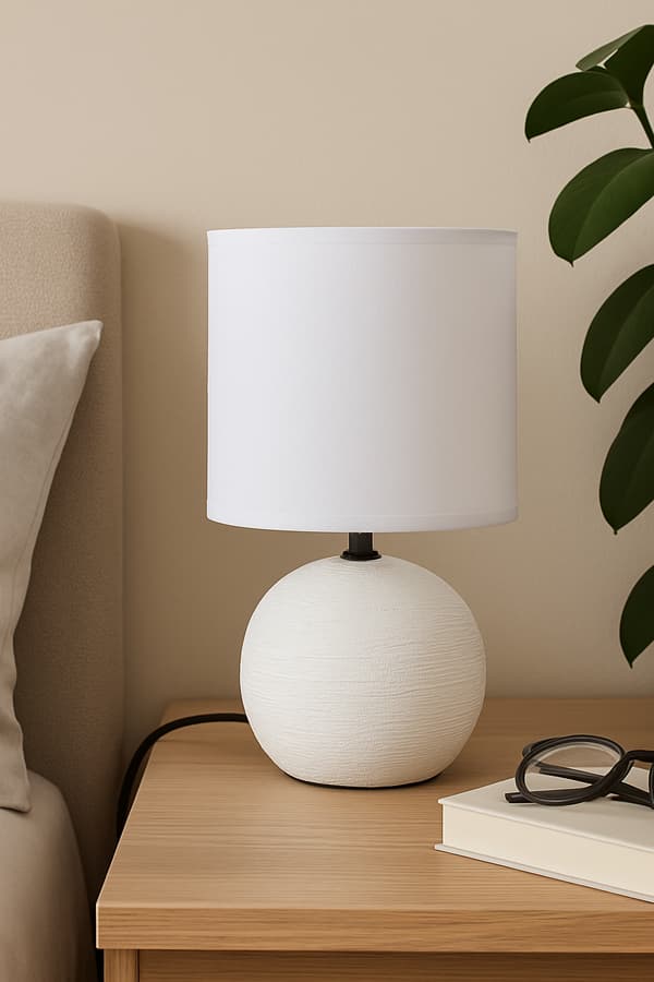 Timeo Bordlampe Hvid med Riller