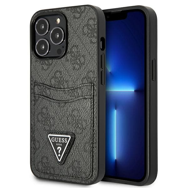 Guess 4G Triangle Logo Cardslot-etui til iPhone 13 Pro / 13, sort