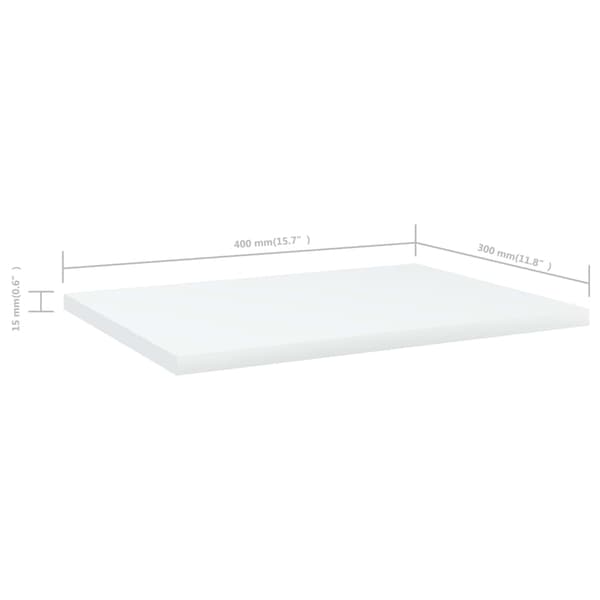 vidaXL bogreoler, 4 stk., hvide, 40x30x1,5 cm, spånplade