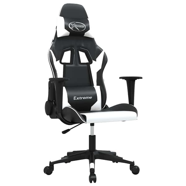 vidaXL gamingstol, sort og hvid, kunstlæder