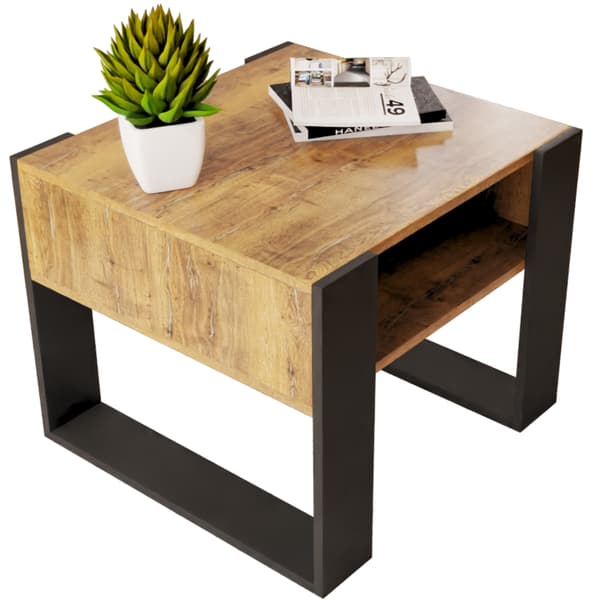 Sofabord 55x55cm egetræ retro sofabord loft VIP bord