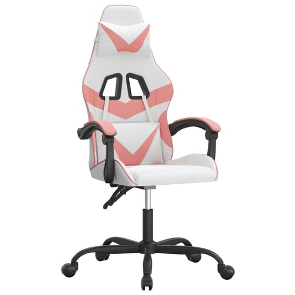 vidaXL Gamingstol, vit och rosa, konstläder