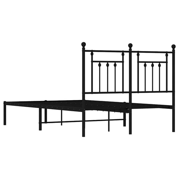 vidaXL metalsengestel med hovedgærde sort 135x190 cm